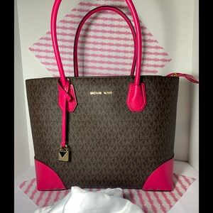 Michael Kors Mercer Gallery Tote Ultra Pink/ Brown